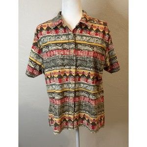 Vintage L.L. Bean Shirt Button Up Tribal Shirt Women Size Large AR1827